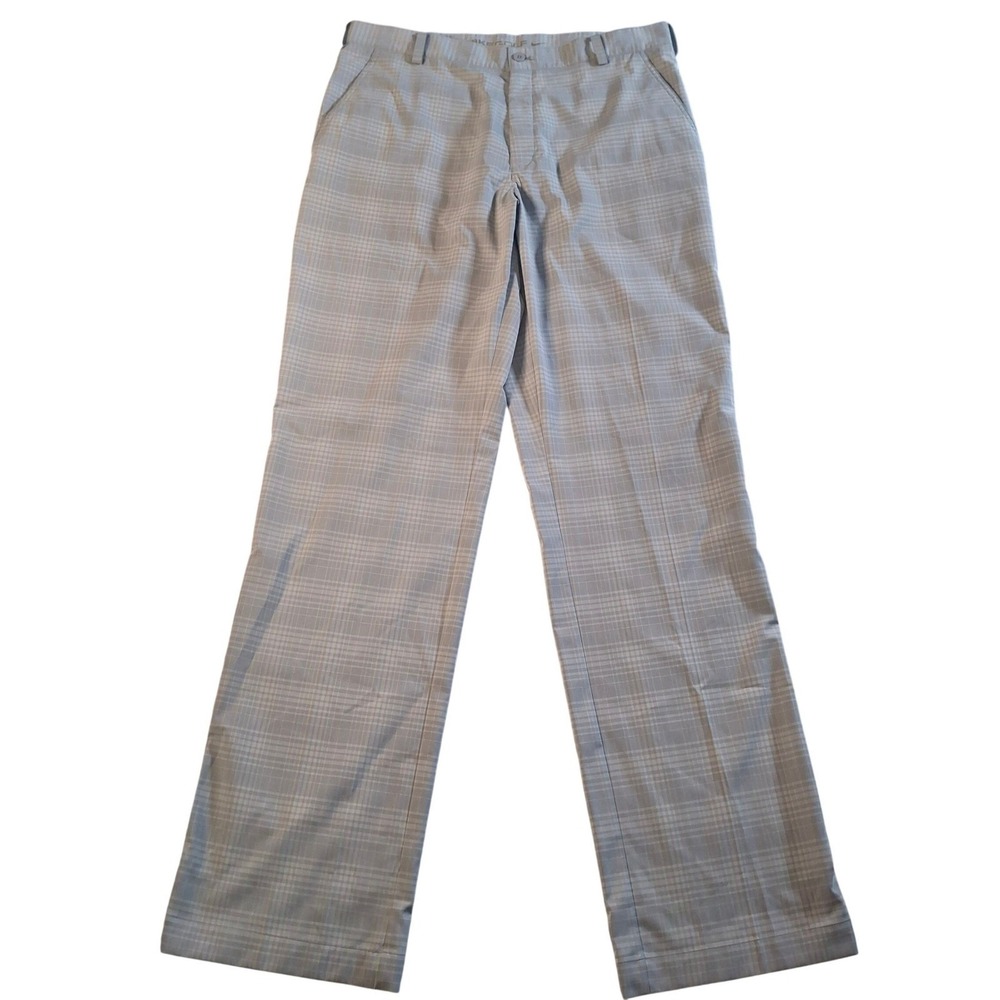 Nike Golf Plaid Pants Mens 34x35 Gray Performance Flat Front Stretch Golf